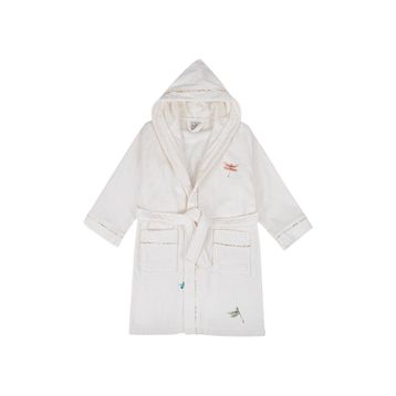 Ecocotton %100 Organik Pamuk Nakışlı Nina Krem Sarı Kız Çocuk Bornoz