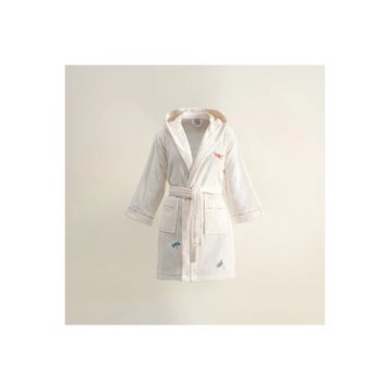 Ecocotton %100 Organik Pamuk Nakışlı Nina Krem Sarı Kız Çocuk Bornoz