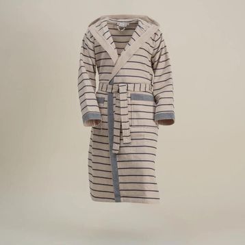 Ecocotton Arden %100 Organik Pamuk Kenevir Karışımlı Çizgili Lacivert Erkek Bornoz