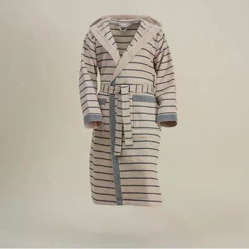 Ecocotton Arden %100 Organik Pamuk Kenevir Karışımlı Çizgili Lacivert Erkek Bornoz