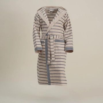 Ecocotton Arden %100 Organik Pamuk Kenevir Karışımlı Çizgili Lacivert Erkek Bornoz