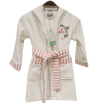 Ecocotton Balerin Beyaz Organik Pamuk 9-10 Yaş Çocuk Bornozu