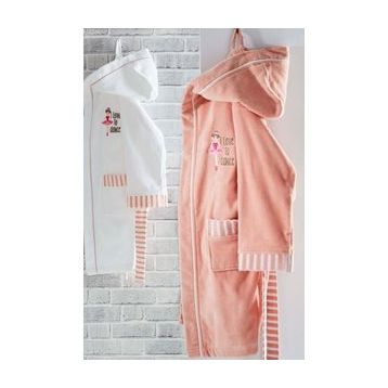 Ecocotton Balerin Beyaz Organik Pamuk 9-10 Yaş Çocuk Bornozu