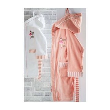 Ecocotton Balerin Beyaz Organik Pamuk 9-10 Yaş Çocuk Bornozu