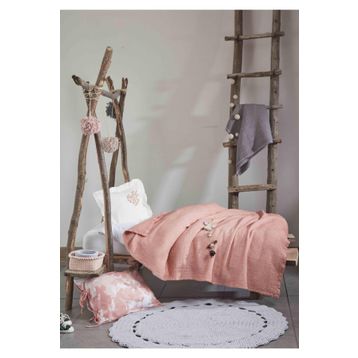Ecocotton Berin %100 Organik Pamuk Müslin El Nakışlı Pudra Bebek Yatak Örtüsü