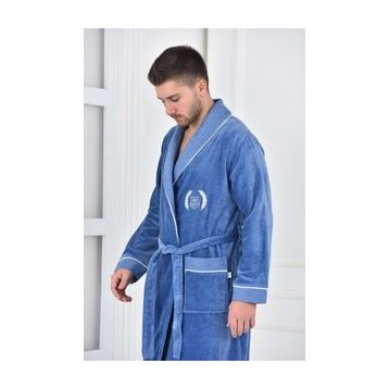 Ecocotton Derin Koyu Mavi Erkek Bornoz