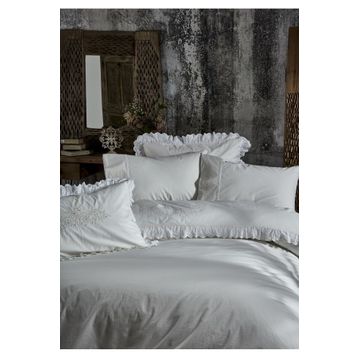 Ecocotton Elsa Krem Organik Pamuk Çift Kişilik Nevresim Takımı