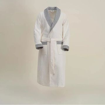 Ecocotton İzgi %100 Organik Pamuk Jakarlı Siyah Erkek Bornoz