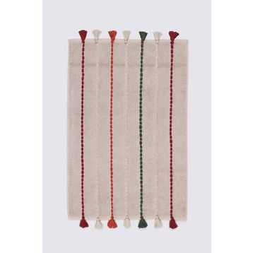Ecocotton Katari %100 Organik Pamuk El Nakışlı Bej 50x80 cm Banyo Paspası