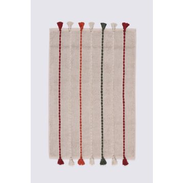 Ecocotton Katari %100 Organik Pamuk El Nakışlı Bej 50x80 cm Banyo Paspası