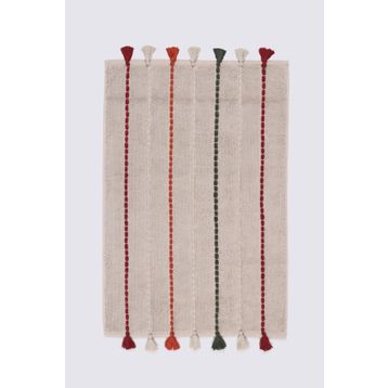 Ecocotton Katari %100 Organik Pamuk El Nakışlı Bej 50x80 cm Banyo Paspası