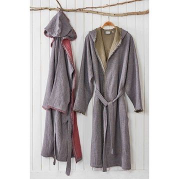 Ecocotton Muna %100 Organik Pamuk Inject Bordo Antrasit Erkek Bornoz