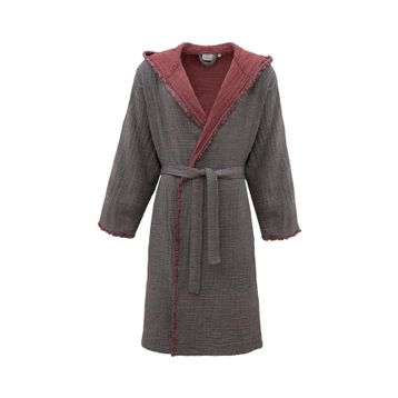 Ecocotton Muna %100 Organik Pamuk Inject Bordo Antrasit Erkek Bornoz