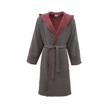 Ecocotton Muna %100 Organik Pamuk Inject Bordo Antrasit Erkek Bornoz
