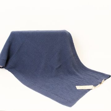 Ecocotton Organik Pamuk Örgü Baby Smile Mavi Bebek Battaniye