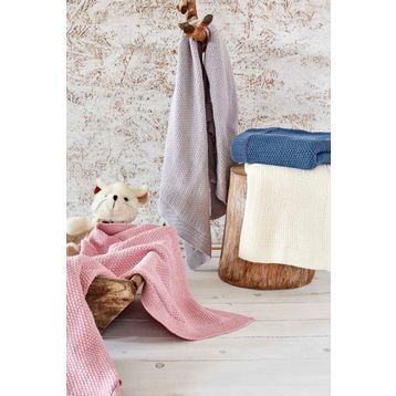 Ecocotton Organik Pamuk Örgü Baby Smile Mavi Bebek Battaniye