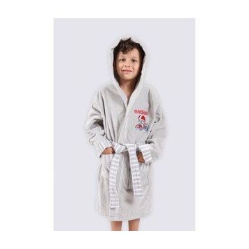 Ecocotton Racer Gri Organik Pamuk Çocuk Bornozu