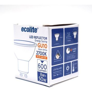 Ecolite Par 16 8 W Sarı Spot GU10 Duy Led Ampul