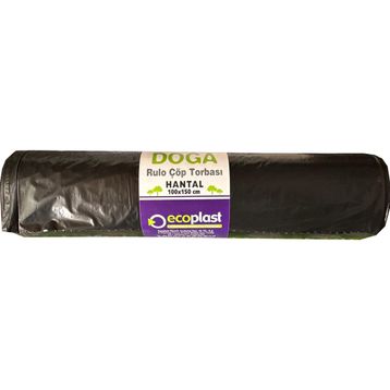 Ecoplast 240 lt 100x150 cm 600 gr 10 Adetlik 1 Rulo Siyah Hantal Konteyner Çöp Torbası