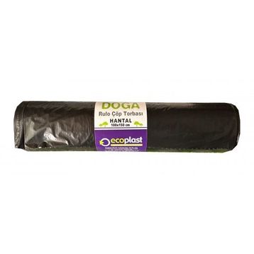Ecoplast 240 lt 100x150 cm 600 gr 10 Adetlik 1 Rulo Siyah Hantal Konteyner Çöp Torbası