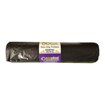 Ecoplast 240 lt 100x150 cm 600 gr 10 Adetlik 1 Rulo Siyah Hantal Konteyner Çöp Torbası