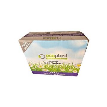 Ecoplast 240 lt 100x150 cm 600 gr 10 Adetlik 1 Rulo Siyah Hantal Konteyner Çöp Torbası