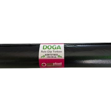 Ecoplast 240 lt 100x150 cm 600 gr 10 Adetlik 1 Rulo Siyah Hantal Konteyner Çöp Torbası