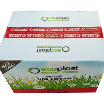 Ecoplast 500 gr 90 lt 80x110 cm 10 Adetlik Rulo Battal Boy Çöp Torbası