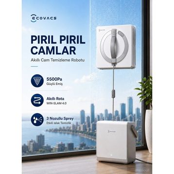 Ecovacs Winbot Pro Omni 5500PA Taşınabilir İstasyonlu Akıllı Cam Silme Robotu
