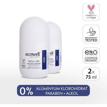Ecowell 2x75 ml Erkek Organik Roll-On