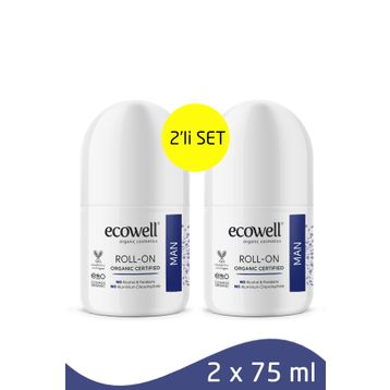 Ecowell 2x75 ml Erkek Organik Roll-On