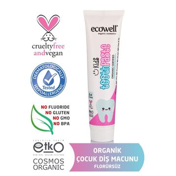 Ecowell 75 gr Organik Çocuk Diş Macunu