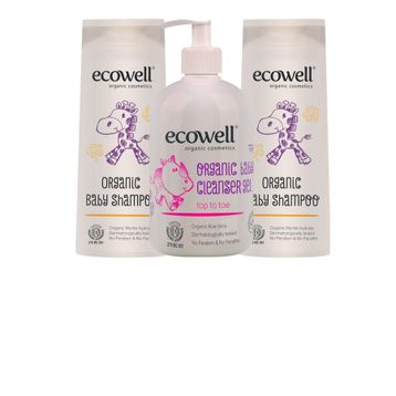 Ecowell Organik 2x300 ml Bebe Şampuanı + Organik 500 ml Temizleme Jeli