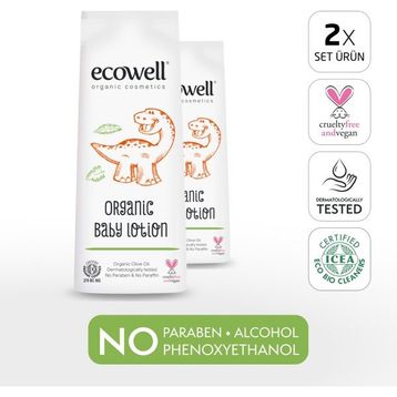 Ecowell Organik & Vegan Sertifikalı 2x300 ml Bebek Yüz & Vücut Losyonu