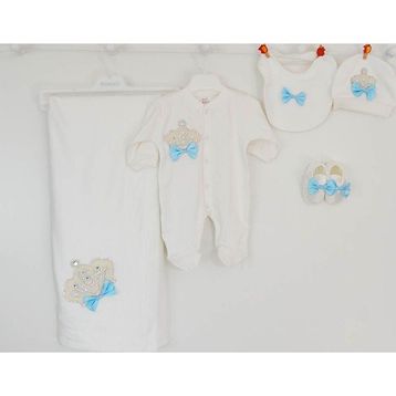 Eda Baby 7712 0-3 Ay Çiçekli Lüx 5'li Hastane Çıkış Seti
