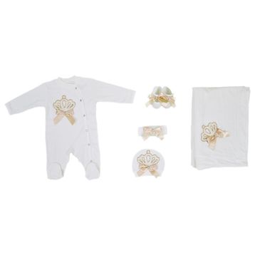 Eda Baby 7712 0-3 Ay Çiçekli Lüx 5'li Hastane Çıkış Seti