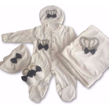 Eda Baby 7712 0-3 Ay Çiçekli Lüx 5'li Hastane Çıkış Seti
