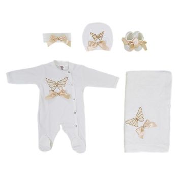 Eda Baby 7712 0-3 Ay Çiçekli Lüx 5'li Hastane Çıkış Seti