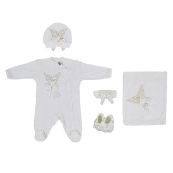 Eda Baby 7712 0-3 Ay Çiçekli Lüx 5'li Hastane Çıkış Seti
