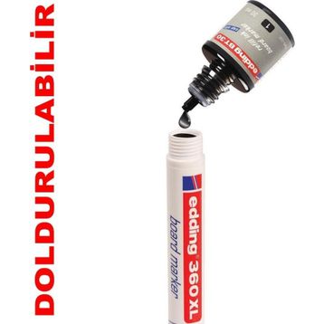 Edding 20 Adet Siyah 360XL 1 Adet Siyah Mürekkep 30 ml Beyaz Tahta Kalemi