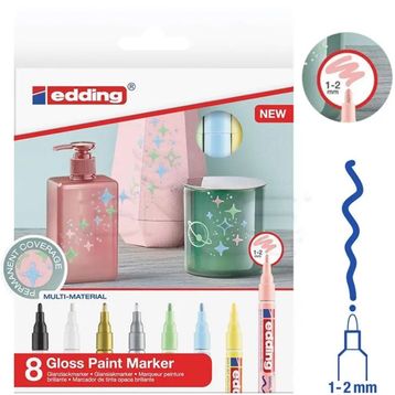 Edding 751 Gloss Ana Renkler 1-2 mm 8'li Paint Marker