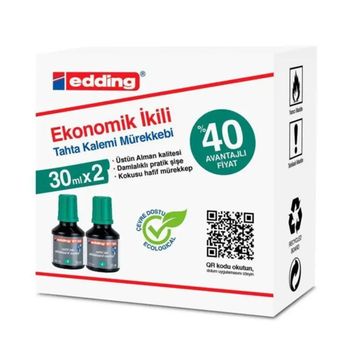 Edding BT30 Yeşil 2'li 30 ml Tahta Kalem Mürekkebi