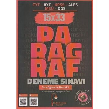 Edebiyat Sokağı Yayınları TYT AYT KPSS ALES MSÜ DGS Paragraf 15x33 Deneme Sınavı