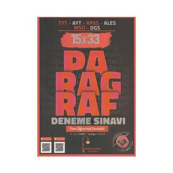 Edebiyat Sokağı Yayınları TYT AYT KPSS ALES MSÜ DGS Paragraf 15x33 Deneme Sınavı