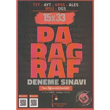 Edebiyat Sokağı Yayınları TYT AYT KPSS ALES MSÜ DGS Paragraf 15x33 Deneme Sınavı