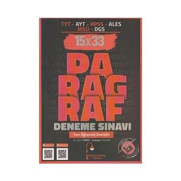 Edebiyat Sokağı Yayınları TYT AYT KPSS ALES MSÜ DGS Paragraf 15x33 Deneme Sınavı