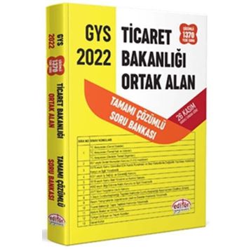 Editör Yayınevi GYS T.C. Ticaret Bakanlığı Tüm Kadrolar İçin Tamamı Çözümlü Ortak Alan Soru Bankası