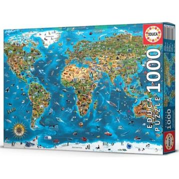Educa 1000 Parça Dünya Harikaları Harita Puzzle