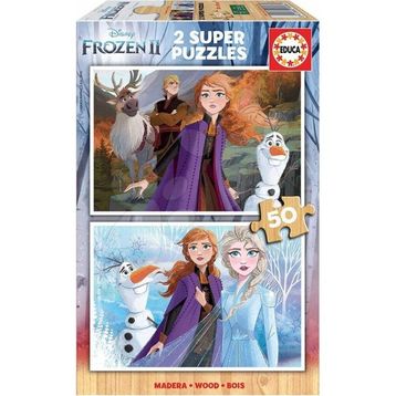 Educa 18086 Frozen 2 2 x 50 Parça Ahşap Puzzle