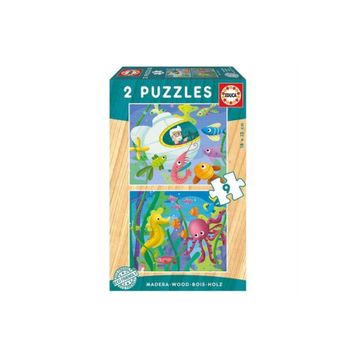 Educa 2x9 Parça Aquatic Animals Ahşap Puzzle